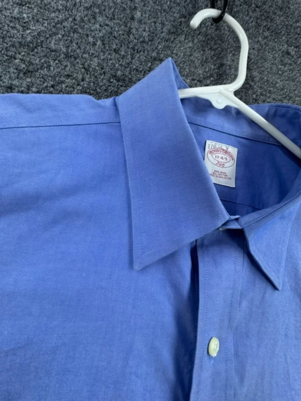 Brooks Brothers 17 4/5 Cotton Non-Iron Point Blue Mens Button Up Long Sleeve